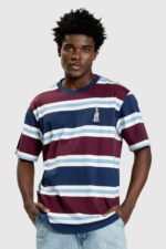 CAMISETA REGULAR CLASSY ICON STRIPES AZUL MARINHO