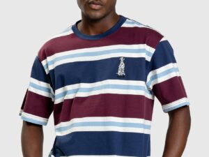 CAMISETA REGULAR CLASSY ICON STRIPES AZUL MARINHO